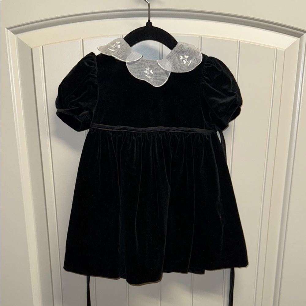 Florence Eiseman Black Velvet Dress with Embroidered Collar